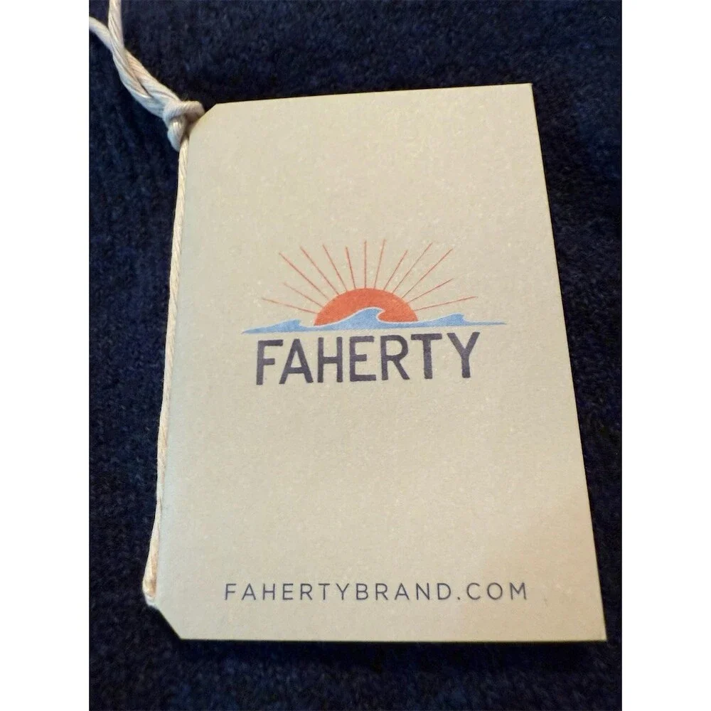 Faherty Sweater Mens Size M Blue Crewneck Pullover Knit Stretch Ribbed